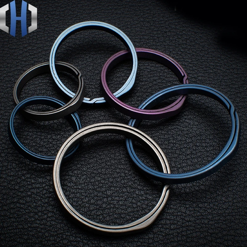 20mm/26mm/33mm 그레이 TC4 티타늄 합금 키 링 EDC 야외 소형 도구 블루 키 링 액세서리