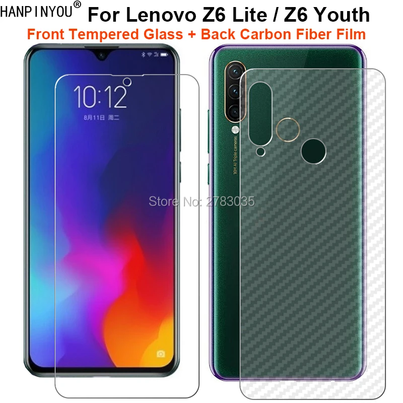 Для lenovo Z6 Lite/Z6 Youth 1 комплект = мягкая задняя пленка из углеродного волокна+ ультратонкая прозрачная Высококачественная защитная пленка из закаленного стекла для переднего экрана