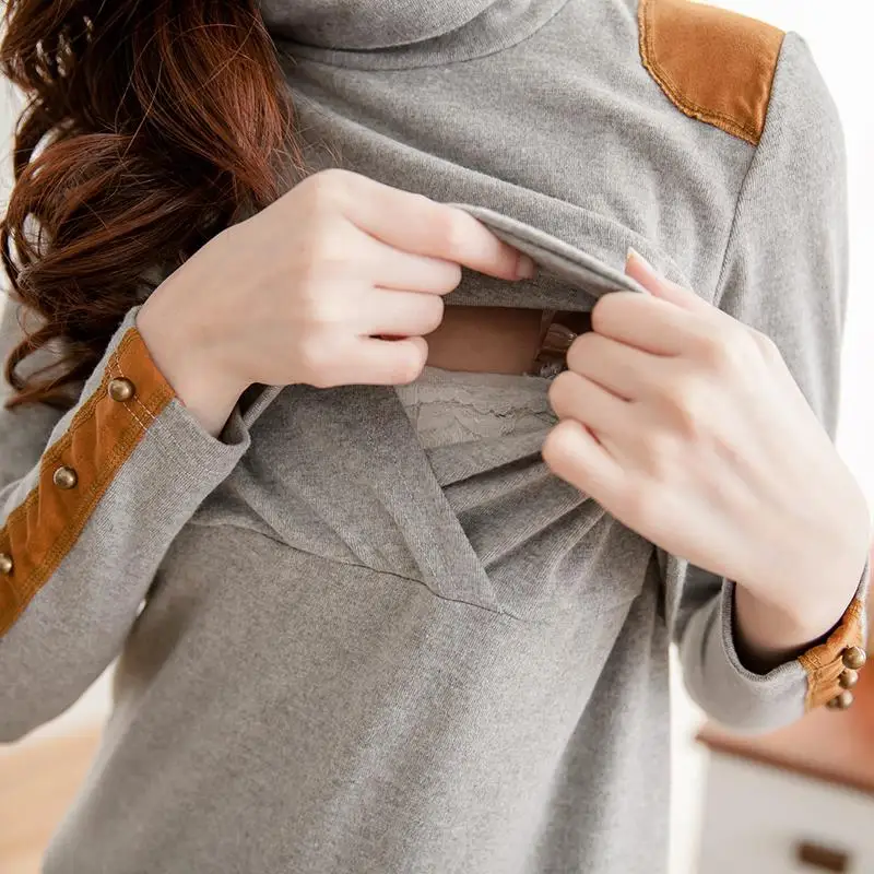 Turtleneck Maternity Clothes Nursing Breastfeeding Dresses Pregnancy Clothes For Pregnant Women Maternity Dresses