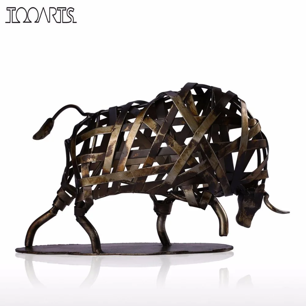 

Tooarts Metal Sculpture Iron Braided Cattle Home Furnishing Articles Handmade Crafts Home Decoration
