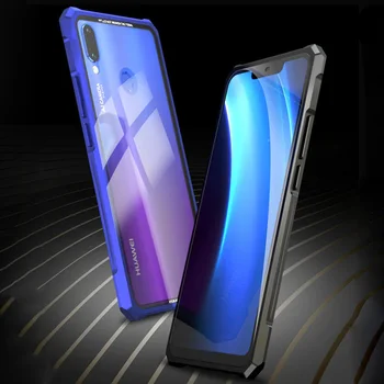 

For Huawei Nova 3i Case Metal Bumper Glass Back Cover for Huawei Nova 3i Nova3 Transparent Tempered Glass Phone Case