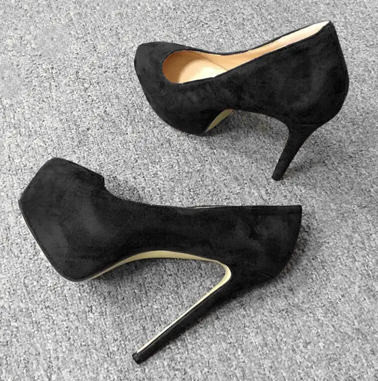LAIGZEM/Женская обувь на каблуке женские туфли-лодочки вечерние туфли на платформе и высоком каблуке под платье Tacones Mujer; большие размеры 34-52 - Цвет: LGZ327 Black