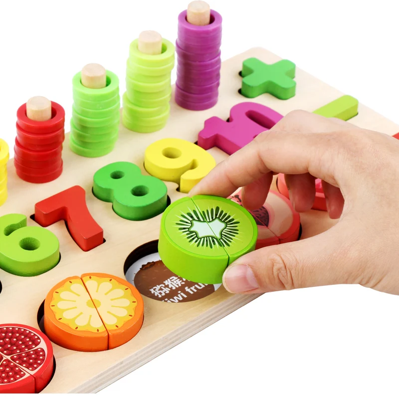 Дошкольное деревянный Монтессори игрушки граф фрукты познание матч Резанные фрукты раннее развитие ребенка Обучающие приспособления математические игрушки для детей
