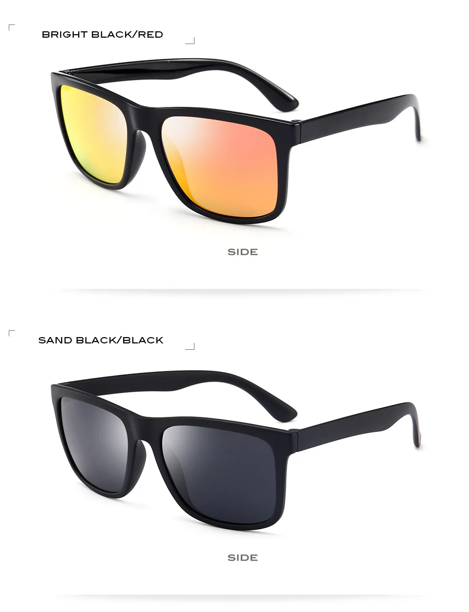 Поляризационные солнцезащитные очки, мужские, коричневые линзы, для вождения, спортивные, солнцезащитные очки для мужчин и женщин, квадратный цвет, зеркальные, ретро очки