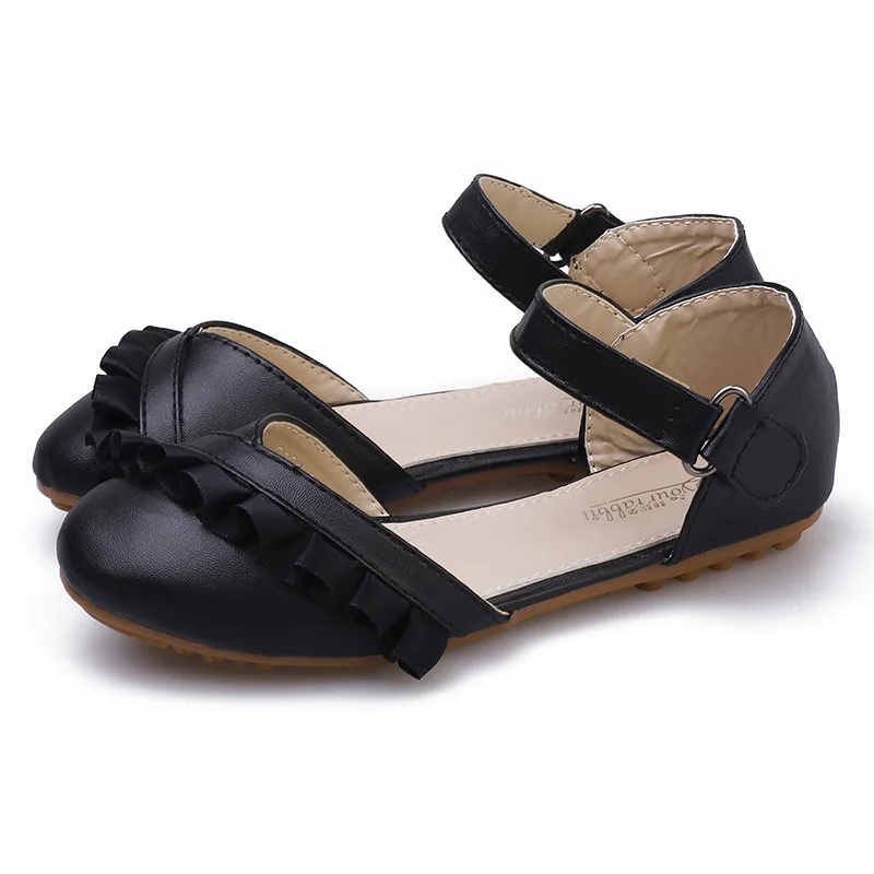 Girls shoes new flat bottom big children wholesale little girl black