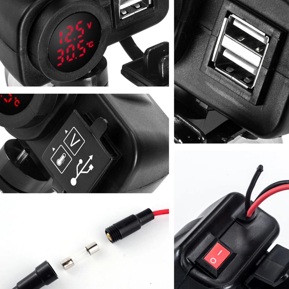 Зарядное устройство мотоциклетное с двумя USB портами 12 В 2021 А а + до 5 15 Вт|Кабели
