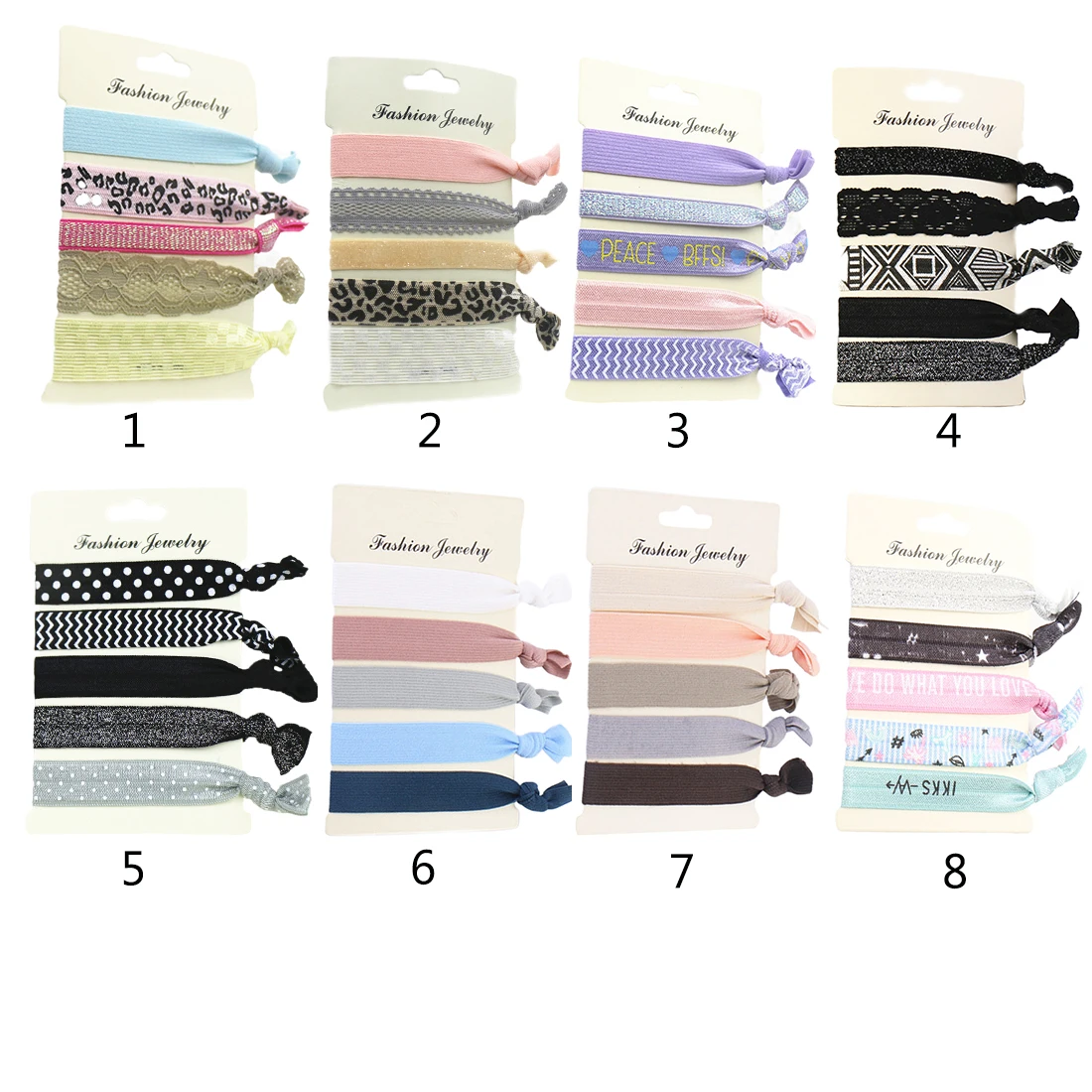 

5PCS/Pack Women's Trendy Tassel Elastic Hairband Bowknot Hand Band For Girls Headwear Tie Gum Hair Accessories