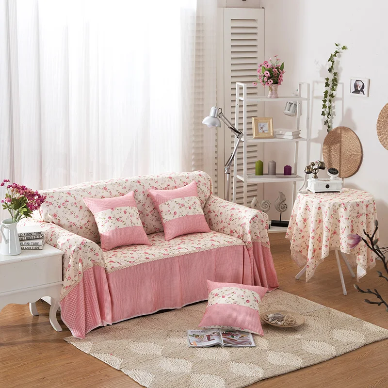 Sunnyrain 1 Piece Polyester Pink I Shaped Sofa Cover Sectional Sunnyrain 1 Piece Polyester Pink I Shaped Sofa Cover Sectional Covers Slipcover Couch Chaise Longue Table Cloth In From Home Garden