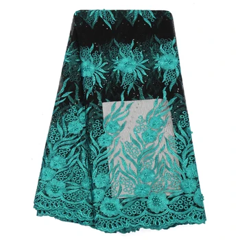 

Bestway French Tulle Lace Fabric 2019 High Quality Nigerian French Lace Rhinestones Fabric With 3d Beads Lace For Women's Dress