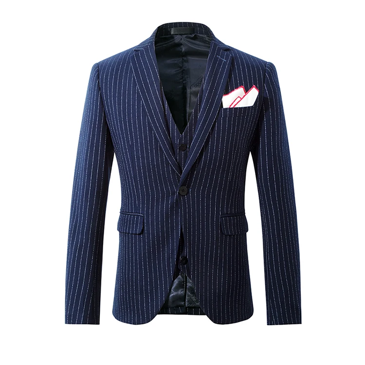 men suit blue single breasted