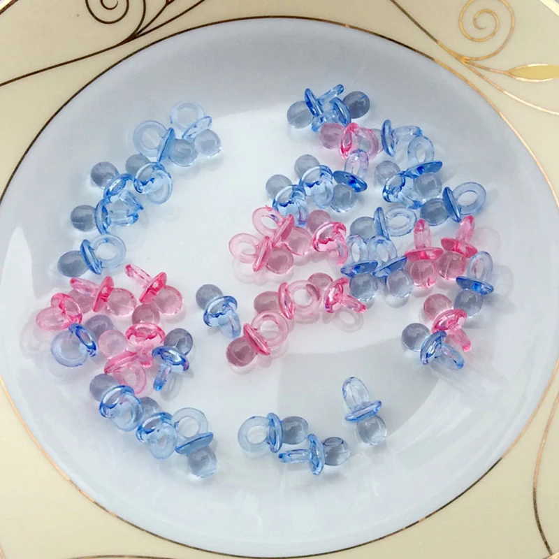 

WHISM Clear Acrylic Mini Pacifiers 50PCS Baby Shower Favors DIY Boy Girl Baby Shower Decoration cumpleanos infantil decoracion
