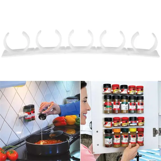 Best Price 4Pcs/set 20 Cabinet Clip N Store Home Kitchen Organizer Stick Spice Rack Storage Gripper Holder Kitchen Gadgets Cooking tools