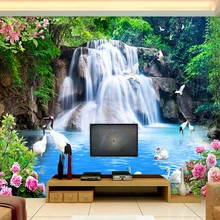 Пользовательские 3D настенные фрески обои горный водопад пейзаж 3D ТВ фон украшения на стену гостиная фото обои