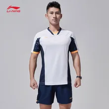 Li-Ning мужской, футбол серии соревнований футболка на сухой дышащей стандартной посадки подкладка удобные спортивные футболки AAYL189 CAMJ18