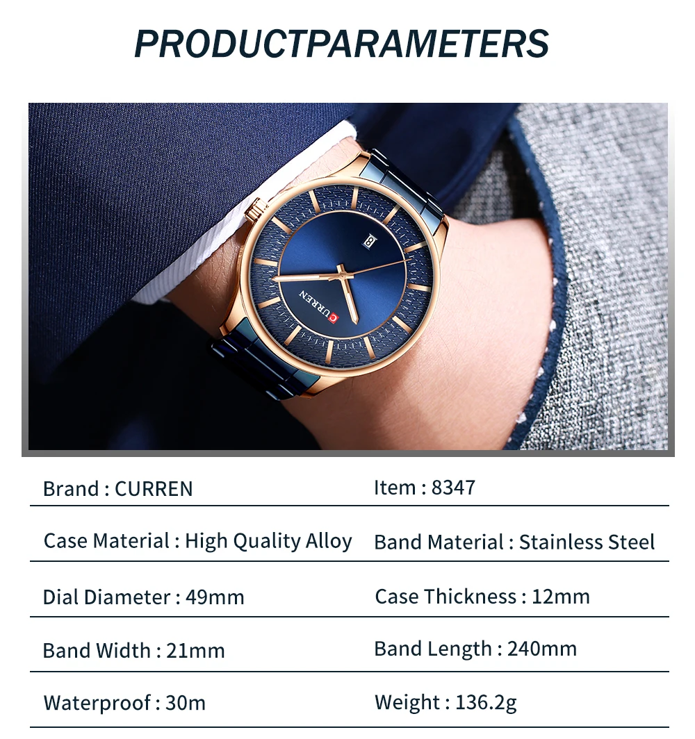 Мужские часы Curren из нержавеющей стали классные бизнес часы мужские Авто Дата часы 2019 Модные кварцевые наручные часы Relogio masculino