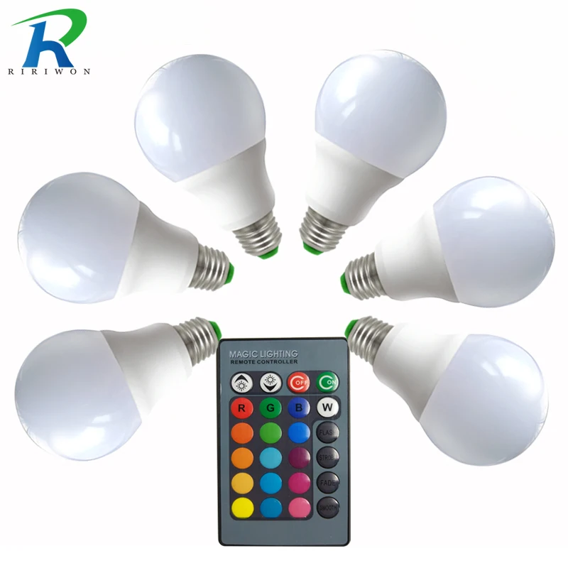 

2W 3W 5w 7W 9W RGB E27 LED Bulb Light Stage Lamp 12 Colors With Remote Control Led Lights for Home AC 85-265V RGB + Cool White