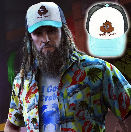 

HOT sales for Game Watch Dog 2 T-bone Hat Mr Poop Men's Baseball Caps Halloween Christmas Gift feces Hat Father's day gift