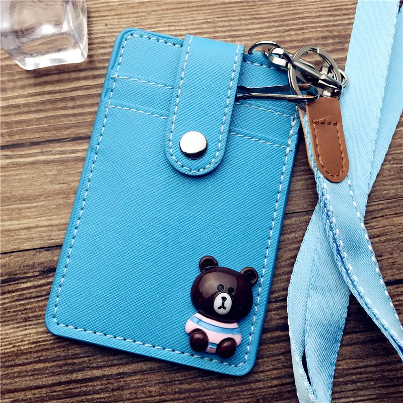 

HNXZXB 2018 new PU leather student card set ID card set key chain bank card holder credit card holder