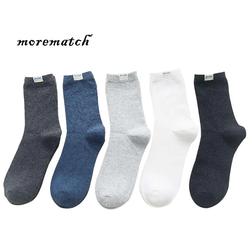 

Morematch 1Pair Lettering Label Winter Men Warm Solid Color Socks Over Ankle Comfortable Cotton Leisure Men Socks