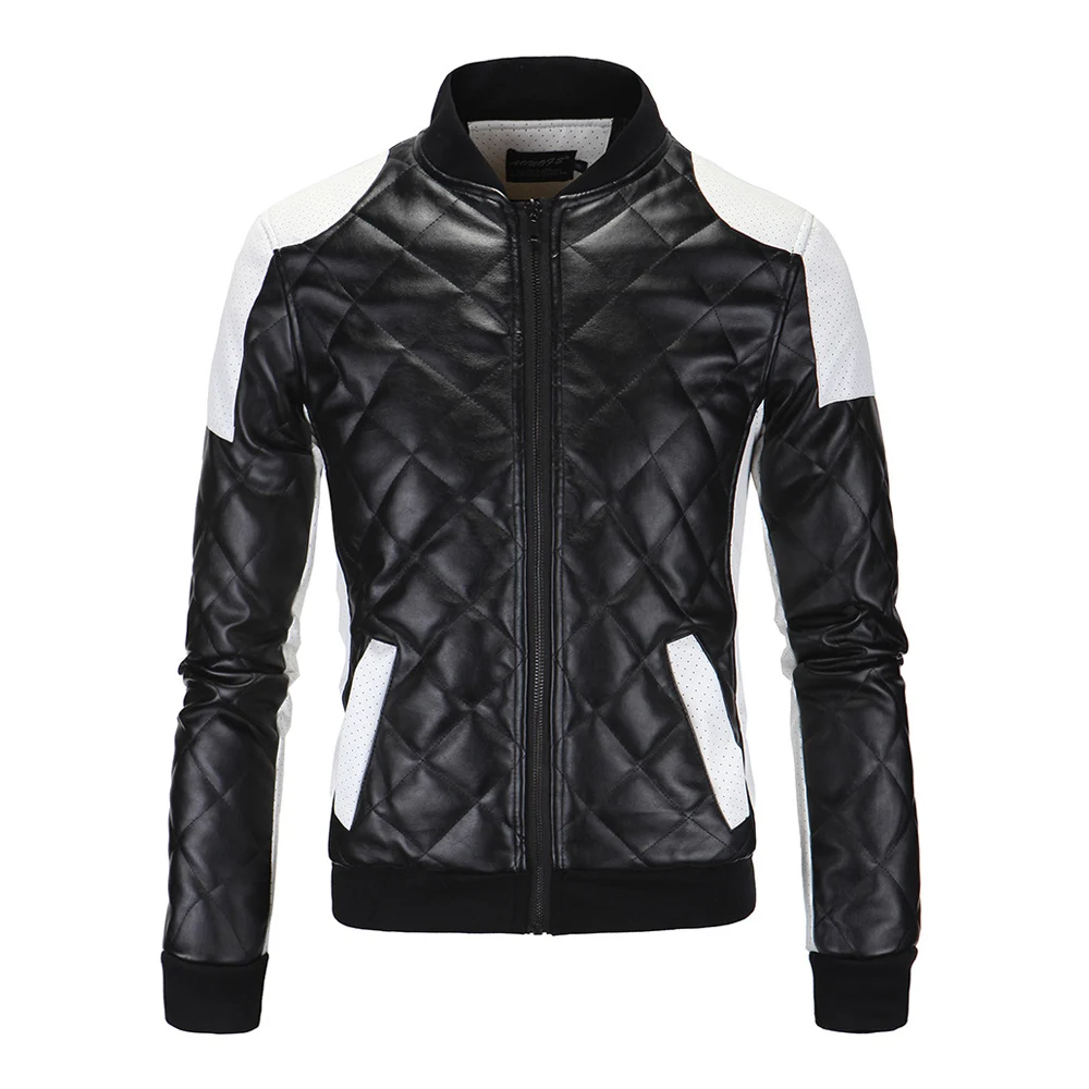 HEROBIKER, зимняя мотоциклетная куртка для верховой езды, мужская куртка из искусственной кожи, куртка в стиле панк, тонкая ветрозащитная Байкерская байкерская куртка из искусственной кожи, байкерская куртка, размер M-5XL - Цвет: Black