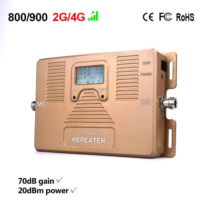 US $139.00 Special OfferLCD Display Dual Band 2g 4g 800900MHz Mobile Signal Booster Cellular Signal Amplifier 2g 4g Repeater Only Booster