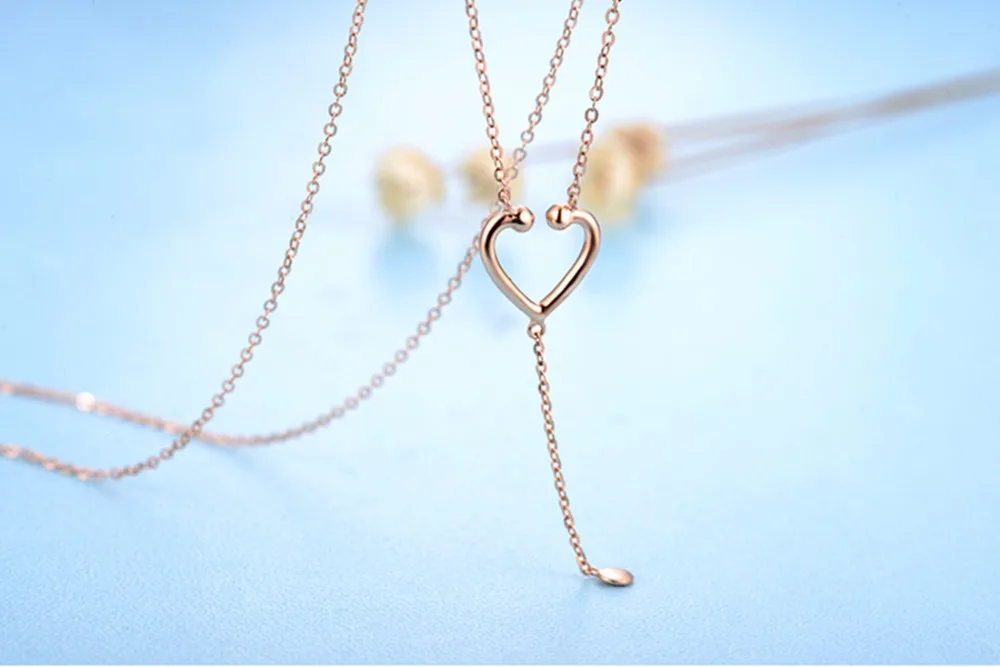 ZOCAI Новое поступление ожерелье Lesten My Real Heart 18 K розовое золото 0.016ct алмаз(Au750) ожерелье D04930