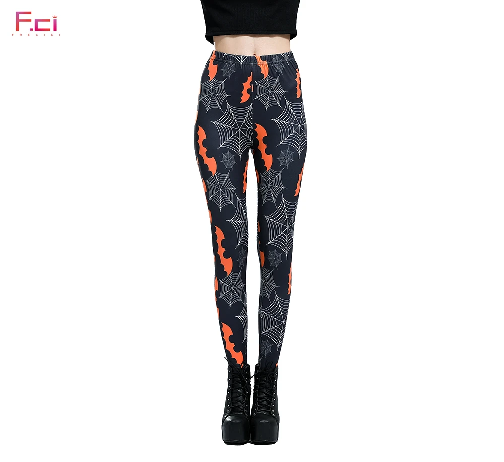 

2019 Women Halloween Pants Printed Bats Spiders Halloween Clothes Winter Warm Leggings Soft Plus Size Leggings 3XL Slim Pant
