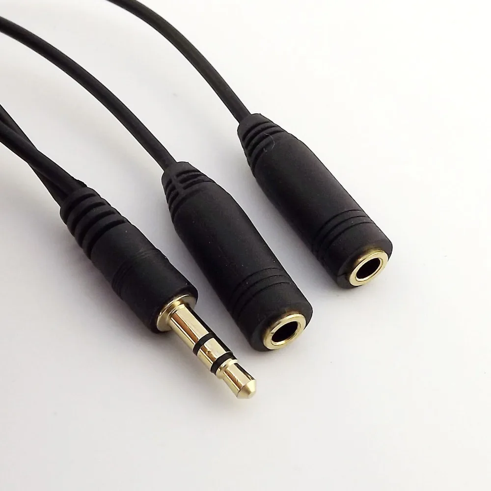 10pcs 3 5mm Headphone Stereo Audio 1M 2F Splitter Cable With Separate Volume Controls 22cm