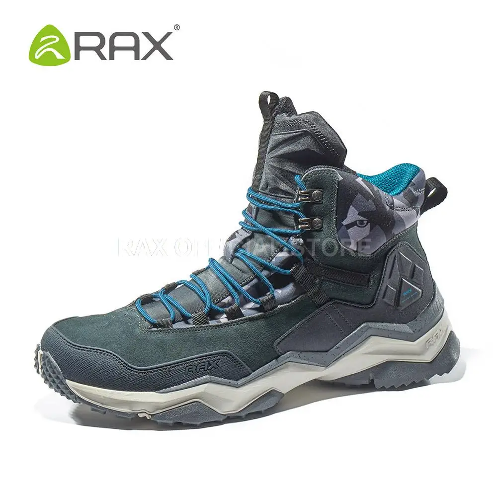 RAX Mens Waterproof Hiking Shoes Genuine Leather Mountain Hiking Boots Men Breathable Trekking Shoes Outdoor Man