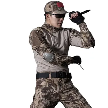 

Tactical SWAT Uniform Suit Military Camouflage Clothing Men Army Combat Uniforms Suit Camo T Shirt + Pants With Elbow Knee Pads