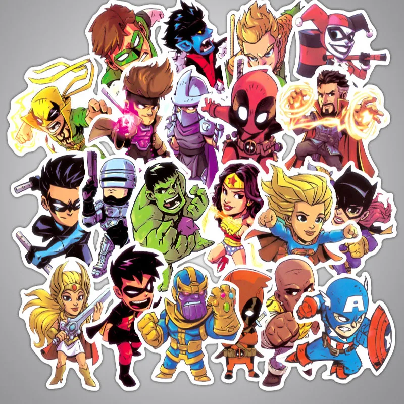 

2018 Hot 50 PCS/Set Non-Repetitive Marvel Superheros Cartoon Sticker Car/ Luggage Bags/Laptop PVC Home Decals Cool Stickers Toy