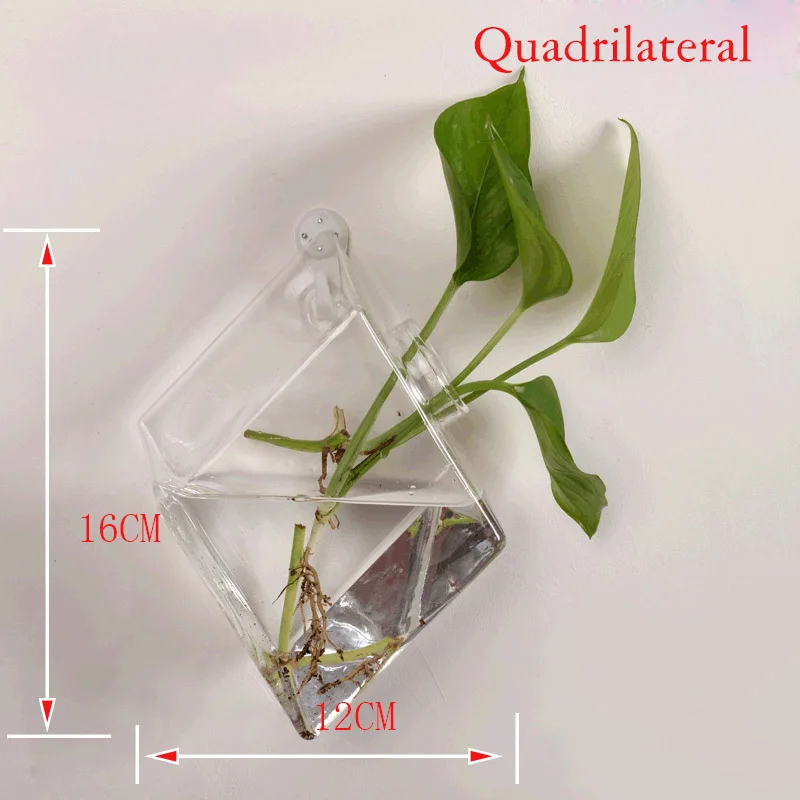 Eworld настенная стеклянная ваза для дома/офиса/свадебного декора продукция для питомцев - Цвет: Quadrilateral