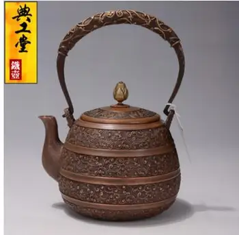 

2018 new style 1.2L copper kettle pot fan pattern handmade tea pot cast thickening Japanese handmade copper teapot Free shipping