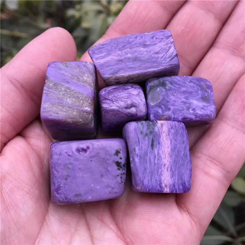 

6pcs Beautiful Natural Charoite Crystal Cube Raw Gemstone Polished Stone Great for Meditation Chakra Reiki Stone As Gift