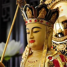 Медный и золотой Трипод три st из чистой меди и золота, земной медальон bodhisattva King earth Buddha, занимающий товары для дома