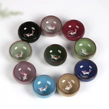 10 шт./лот ледяная трещины глазурованная 3D карповая чайная чашка красочные рыбы керамические чашки чайный набор кунг-фу 10 цветов хост чашка Kongfu Чайные чашки