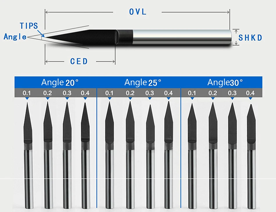 SHINA 10 шт./лот хвостовик 3,175 мм фрезерный станок с ЧПУ степень 10-90 PCB гравировальные биты Концевая фреза Карбид 0,1-0,2 мм фрезы