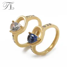 

TL Blue & White Zircon Heart Love Wedding Ring for Women Filled Austrian Crystals Middle Rings Fashion Engagement Ring Jewelry