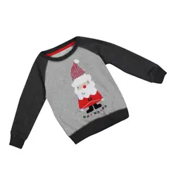 Осень-зима Санта Клаус узор Толстовки модные детские теплые Футболки детская удобная одежда Новый S2