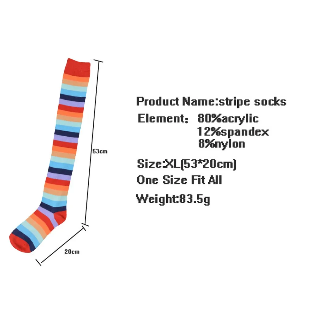 Новые хлопковые носки Женские радужные зимние теплые длинные сапоги, носки выше колена, высокие чулки