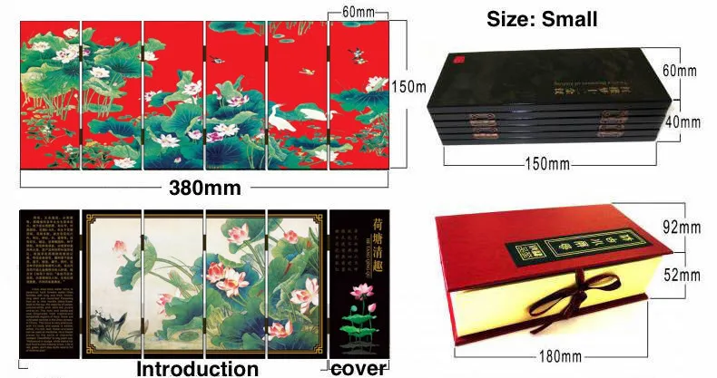 Мини-Складные экраны 6 соединенных панелей декоративная роспись по дереву Byobu Alias водный Лотос излишки год за годом ВОДНЫЕ ЛИЛИИ рыба
