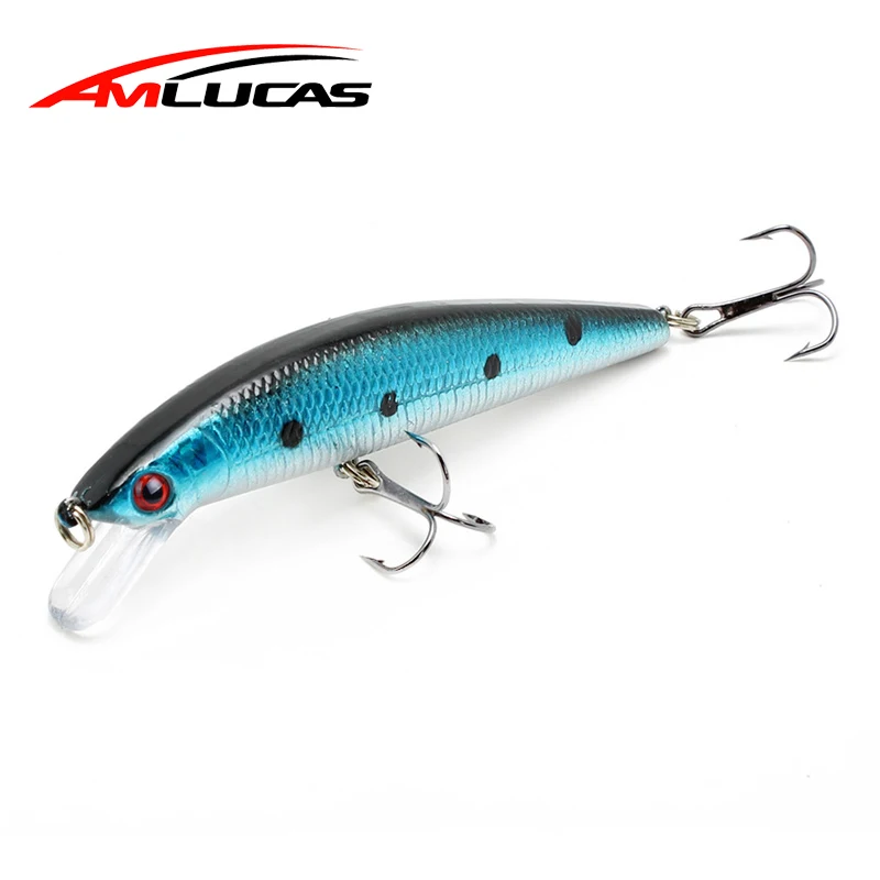  Amlucas Fishing Lure Deep Swim Hard Bait 9.5cm 9.6g Minnow Crankbait 3D Eyes Artificial Fishing Wob