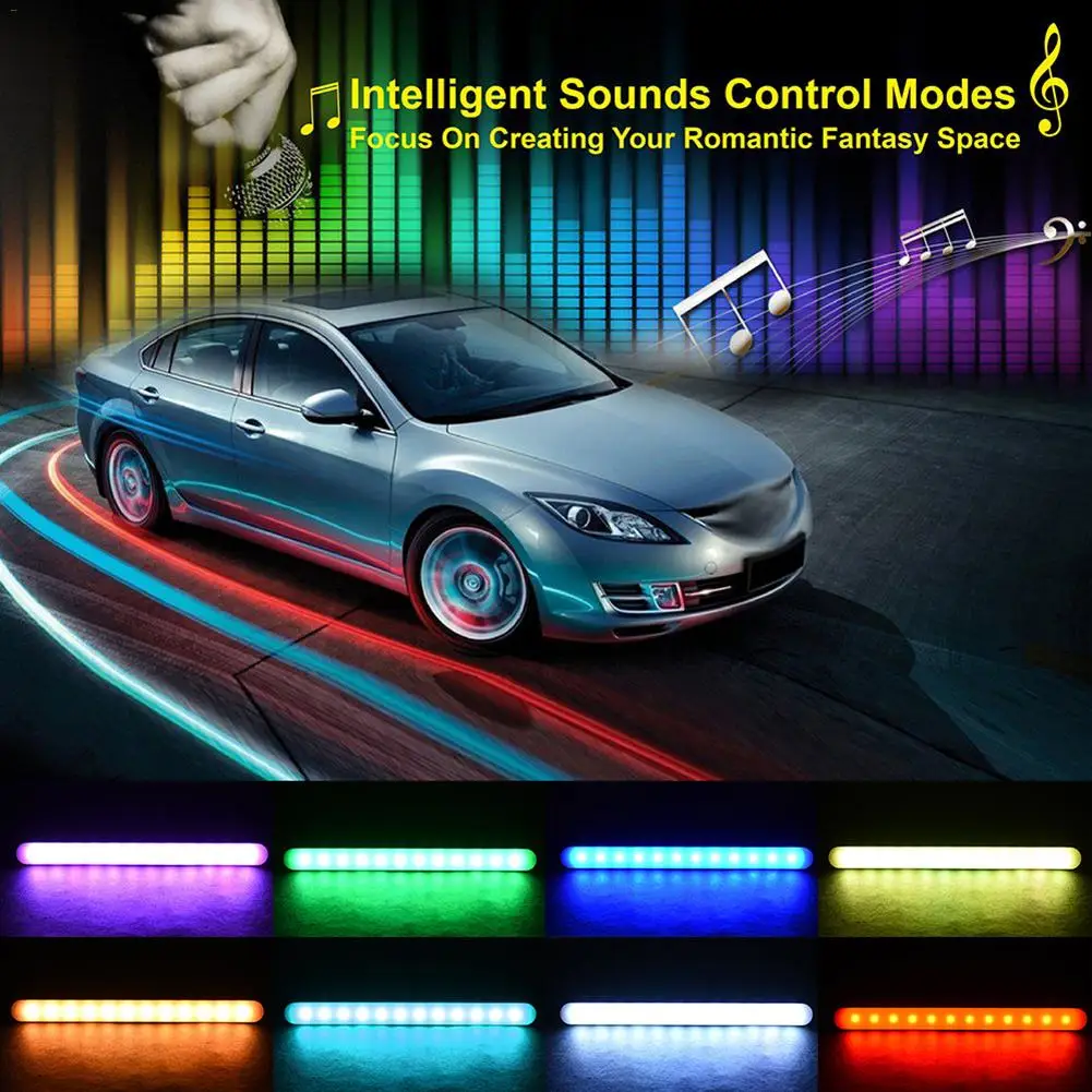 Звуковой контрольный светодиод, окружающий свет, ножной свет, украшение автомобиля, Крытый красочный свет, музыкальный световой ритм, настроение