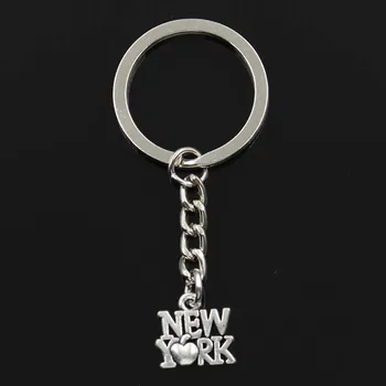 

Fashion Heart New York 14x14mm Pendant 30mm Key Ring Metal Chain Silver Color Men Car Gift Souvenirs Keychain Dropshipping