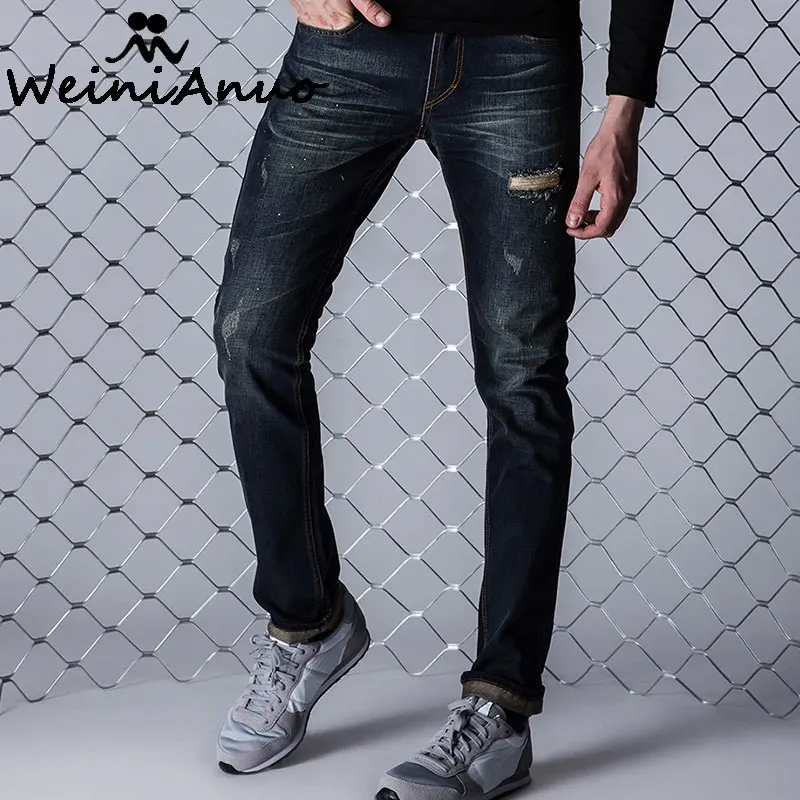WEINIANUO Brand Jeans Men New Design Casual Cave denim Pants 2017