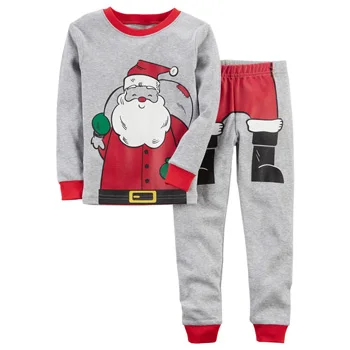 Рождественские комплекты одежды для мальчиков и девочек хлопковый костюм Санта Клауса для девочек, Осень-зима, рубашка с длинными рукавами+ штаны, костюмы, детская одежда - Цвет: as the picture