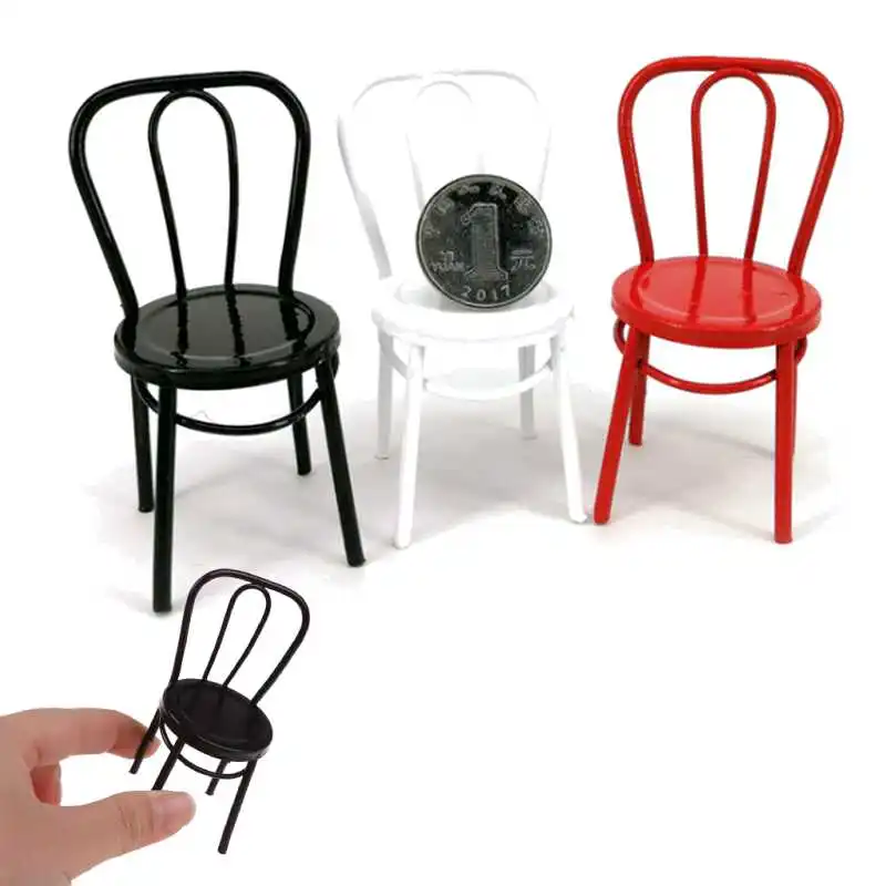 

1:12 Iron Chair model for Dolls House Furniture for dolls mini chair toys for children 3 Color Dollhouse Miniature
