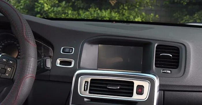 Car console air conditioning vent decorative cover trim interior stainless steel strip air outlet 3D sticker for Volvo S60 V60  (6)