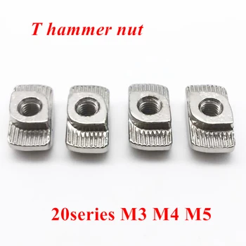

100/20pcs M3/M4/M5*10*6 T nuts for 20 series Slot t-nut sliding t nut hammer Drop In Nut Fasten connector 2020 Aluminum profile