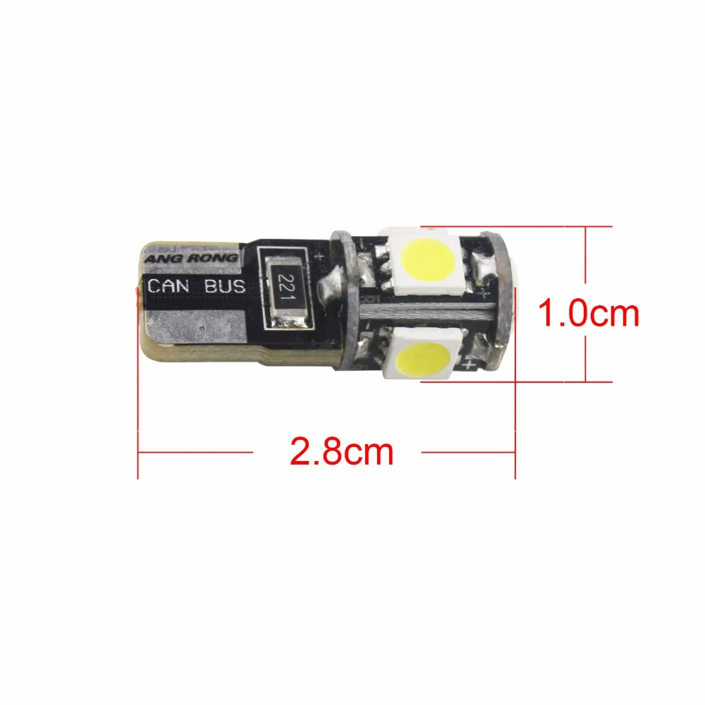 ANGRONG 10 шт./лот Шина CAN автомобиль светодиод SMD свет T10 W5W 194 5 5050 Внутреннее освещение без ошибок OBC Белый(CA005x10